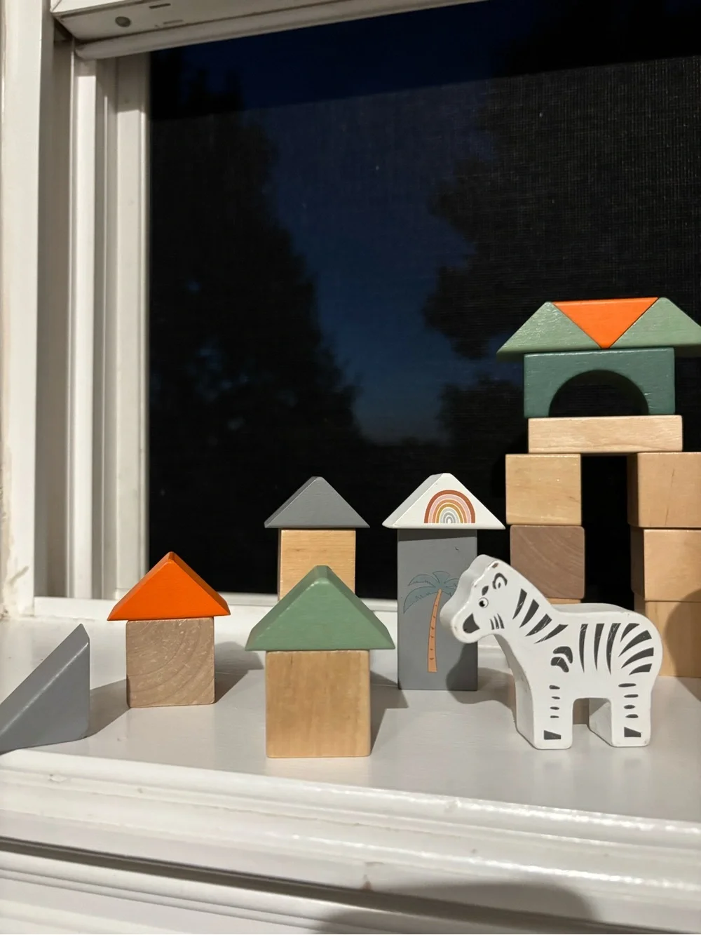 Safari Animal Building Blocks Wooden 50-Piece Set Legler Germany Legler